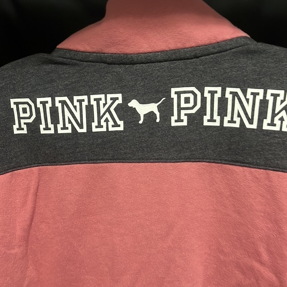 Pink- Victoria’s Secret lightweight fleece zippered neck sweatshirt - Picture 6 of 7
